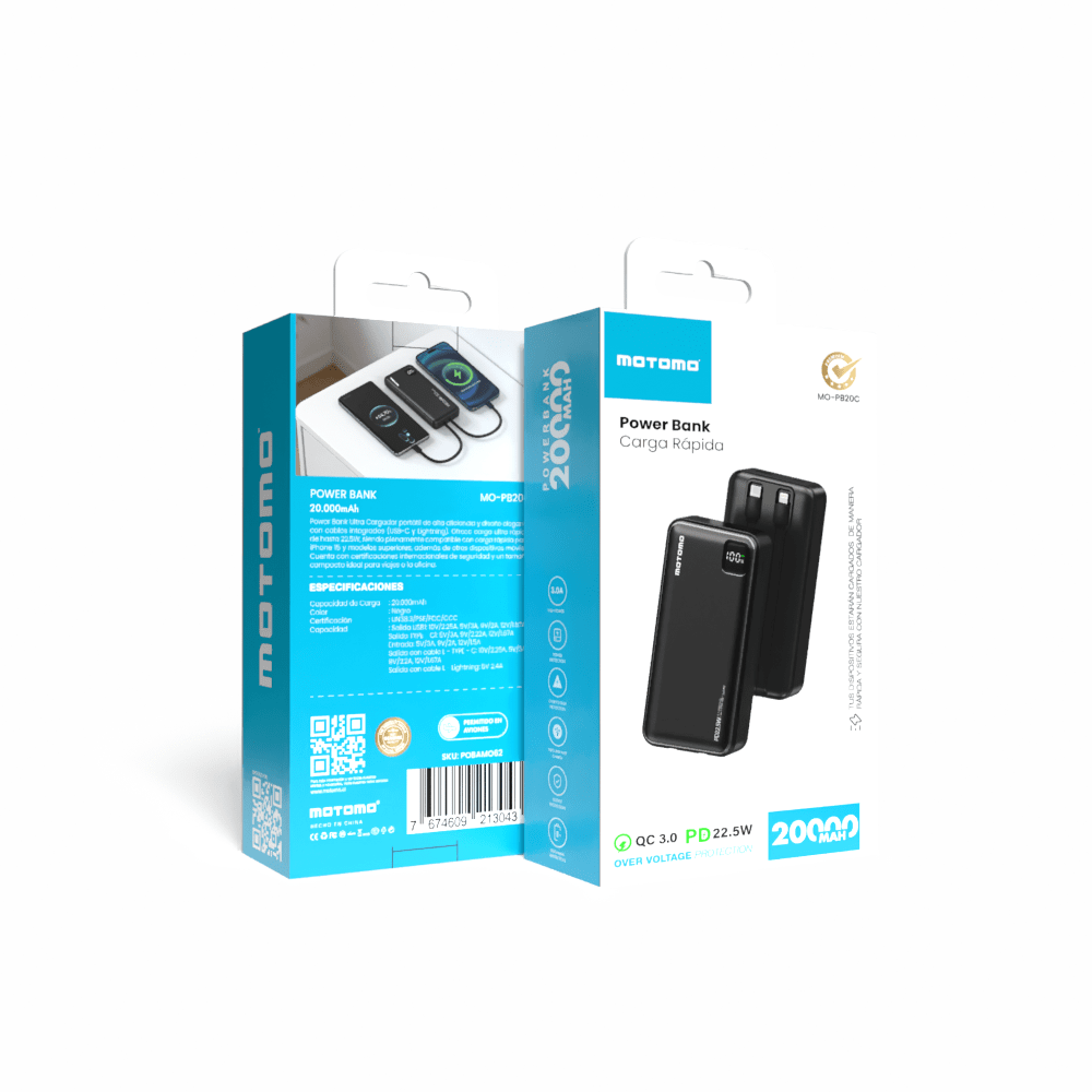 Powerbank Cargador Portátil 20000mAh 22.5W PD Motomo6