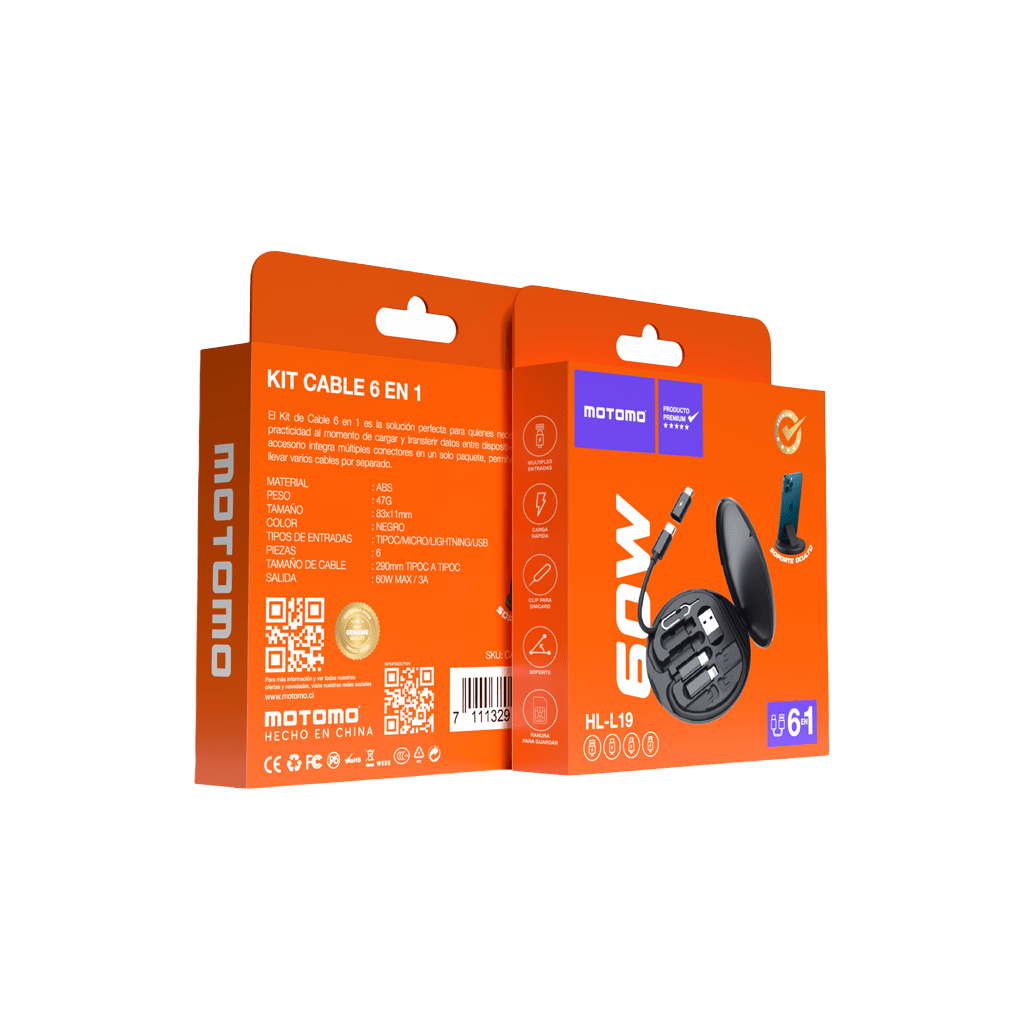 Kit Cable 6 en 1 60W Motomo L-197