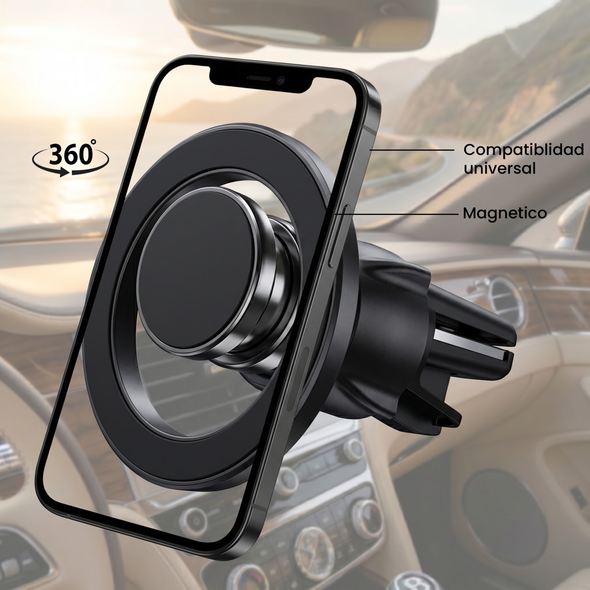 Soporte Magnético Celular Rejilla Auto 360° MO-LZ0884