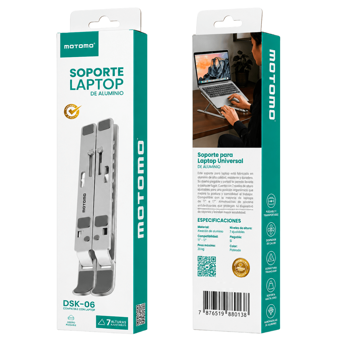 Soporte Notebook DSK-06 Aluminio Plegable Antideslizante5