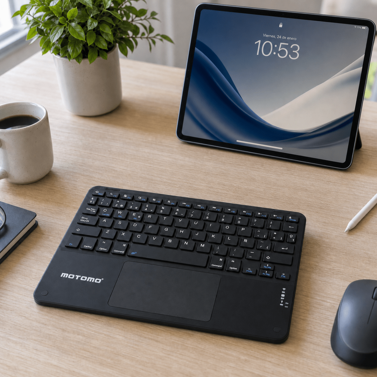 Teclado Inalámbrico Bluetooth Español Negro BD-136A Motomo4