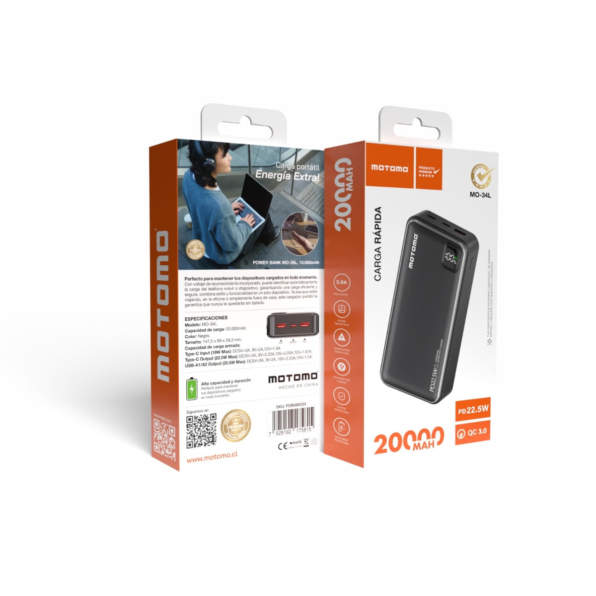 Powerbank Motomo MO-34L 22.5W6