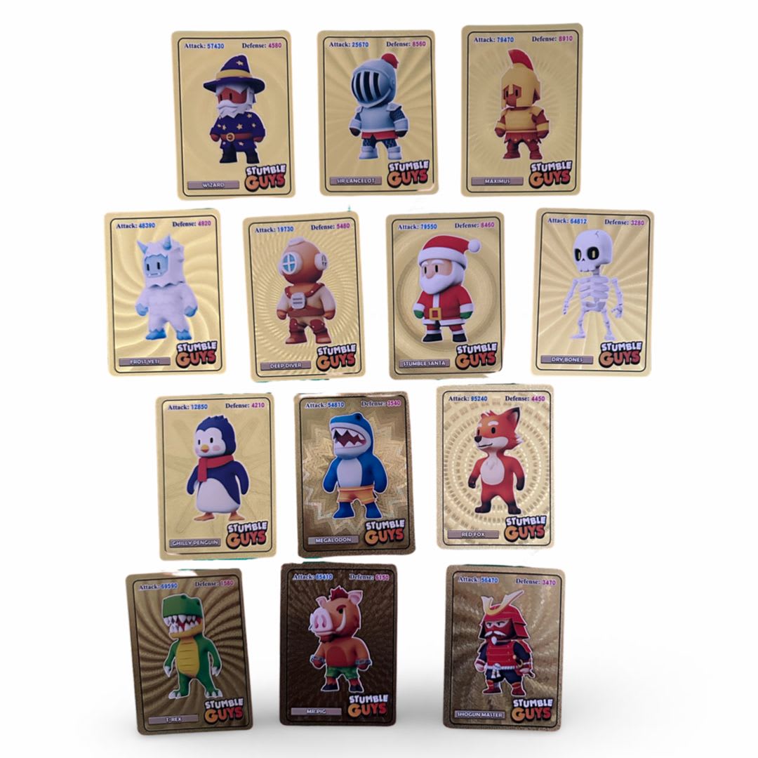 55 Cartas Metálicas De Stumble Guys – Colección Plateada Para Regalar A Fans Del Anime