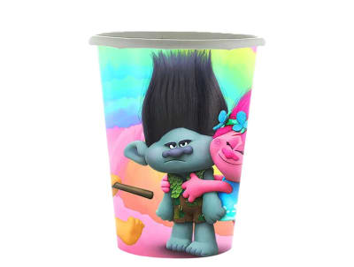 Pack 10 Vasos Cumpleaños Diseño Trolls Infantilniños1