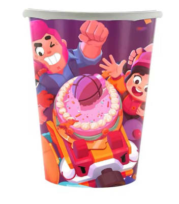 Pack 10 Vasos Decoración Brawl Stars Cumpleaños