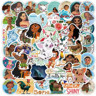 Pack 50 Sticker Pegatinas Moana Diseño Calidad 5x5cm Aprox1