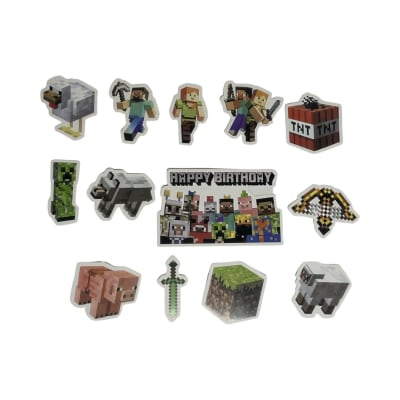Pack 12 Adornos Sobre Cup Cakes Minecraft Cumpleaños