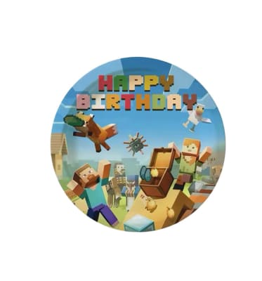 Pack 10 Platos Diseño Minecraft Descartables Cumpleaños1