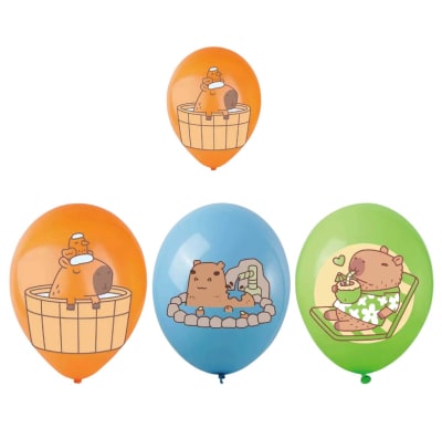 Pack 12 Globos Cumpleaños Diseño Capibara Capybara Niños1