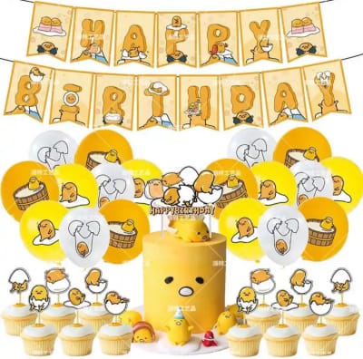 Kit Decoración Cumpleaños Diseño Gudetama Pollito Niños