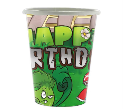 Pack 10 Vasos Cotillón Diseño Plantas Vs Zombie1