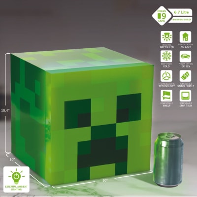 Mini Cooler Diseño Creeper 6.7lt Luz Led Minecraft 20 Grados1