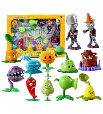 Set 12 Figuras Juguetes Plantas Vs Zombie Accesorios Diseño1
