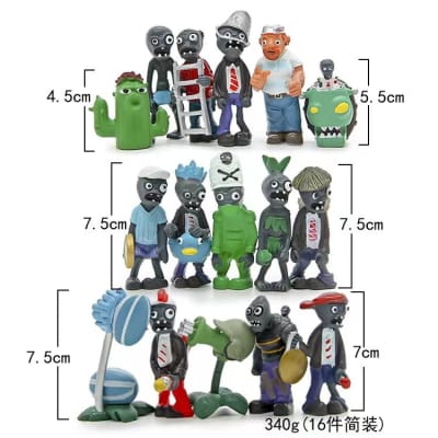 Set 16 Figuras Acción Plantas Vs Zombie 5.5-7cm Pvc Fans V1