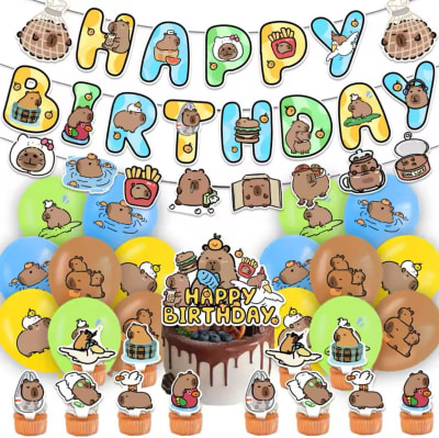 Kit Cotillón Cumpleaños Capibara Diseño Adornos Niños