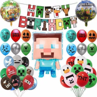 Kit Cumpleaños Globos Minecraft Cotillón Temática1