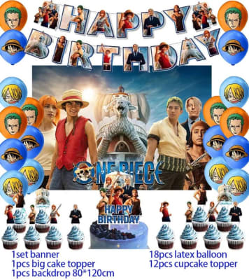 Kit Cumpleaños Decoración One Piece Live Action + Tela Fondo1
