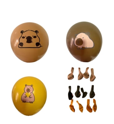 Pack 12 Globos Látex Diseño Capibara Capybara1
