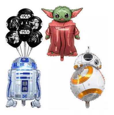 Pack De Globos Metalizados Star Wars Baby Yoda Bb-8 R2-d21