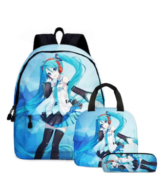 Mochila Escolar Diseño Hatsune Miku Estuche Lonchera Calidad1