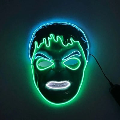 Mascara Cosplay Hulk Led 3 Efectos Luz Plástico