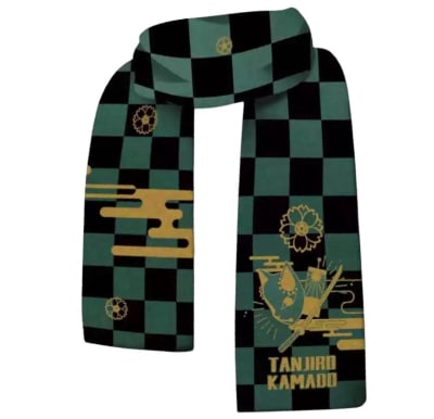 Bufanda De Seda Diseño Tanjiro Kamado Demon Slayer 123x25cm1