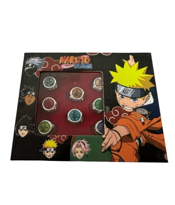 Kit 10 Anillos Diseño Naruto Shippuden + Medalla