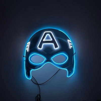 Mascara Cosplay Capitan América Led 3 Efectos Luz Plástico