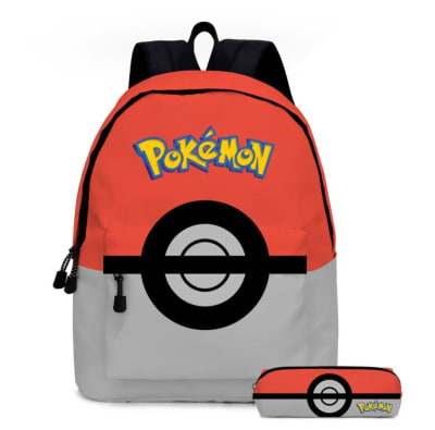 Mochila Escolar Diseño Pokemon Pokeball + Estuche Niños