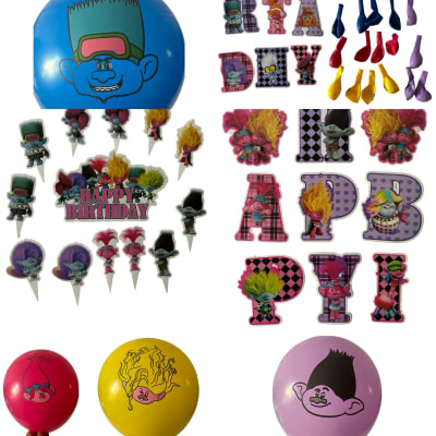 Kit Cumpleaños Decoración Diseño Trolls Niños