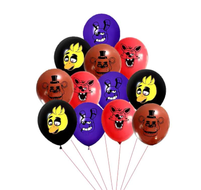 Pack 12 Globos Látex Diseño Five Night At Freddy Cumple Fnaf1
