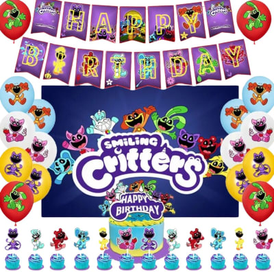 Kit Cumpleaños Diseño Smiling Critters + Tela De Fondo