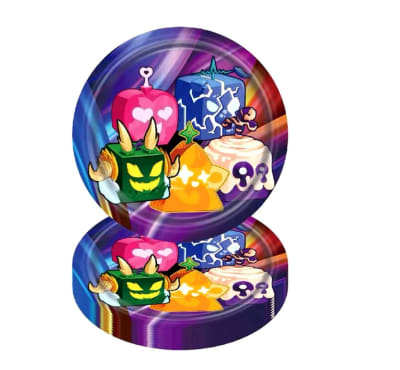 Pack 10 Platos Cotillón Diseño Blox Fruits Roblox Cumpleaños