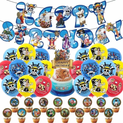 Kit Decoracion Cumpleaños One Piece Luffy Adornos1