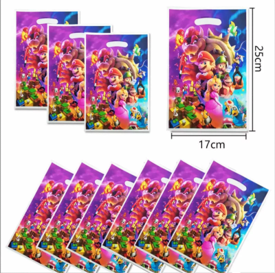 Pack 10 Bolsas Cumpleaños Decoración Súper Mario Movie 2023