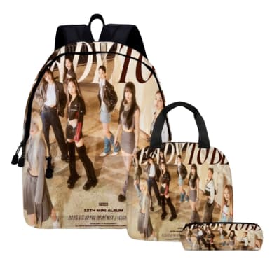 Mochila Escolar Diseño Twice Ready To Be + Lonchera Estuche10