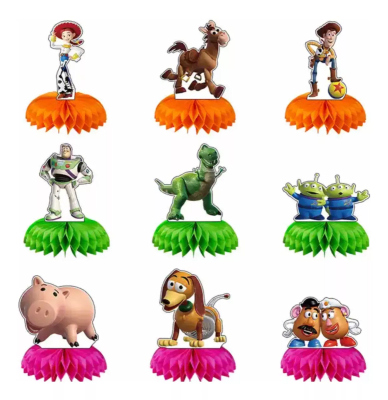 Kit 9 Adornos Decoración Cumpleaños Toy Story Mesa Niños