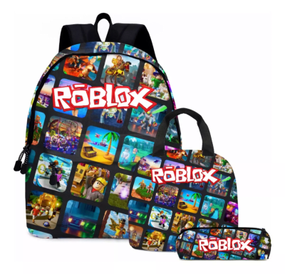 Mochila Escolar Diseño Roblox + Estuche + Lonchera