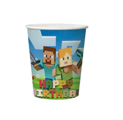 Pack 10 Vasos Descartables Minecraft Diseño Calidad1