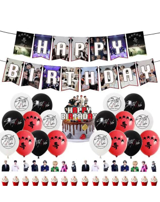Kit Cumpleaños Diseño Stray Kids K-pop Decoración1