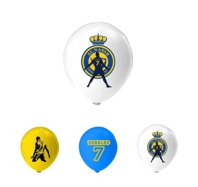Pack 12 Globos Látex Diseño Cristiano Ronaldo Cr7 Cumpleaños1