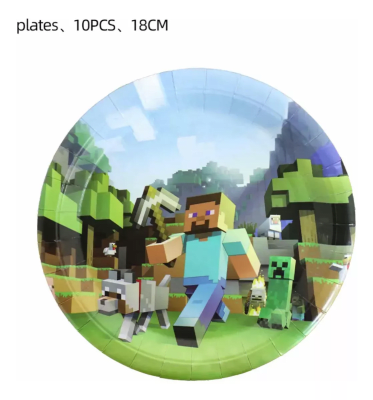 Pack 10 Platos Minecraft Decoración Cumpleaños