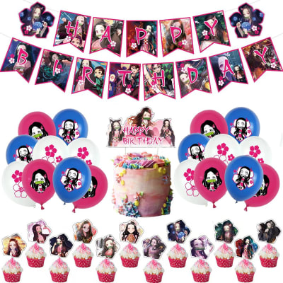 Kit Globos Cumpleaños Nezuko Kimetsu No Yaiba Demon Slayer1