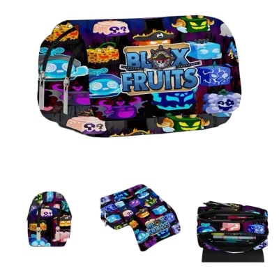 Estuche Escolar Diseño Blox Fruits Roblox 3 Compartimentos