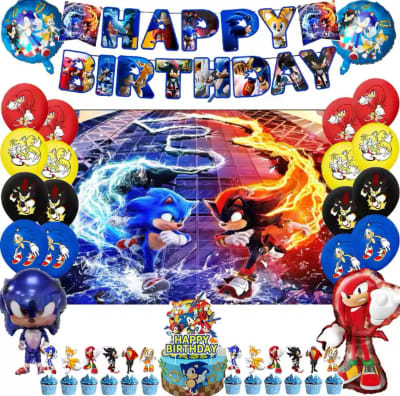 Kit Cotillón Cumpleaños Sonic Shadow Tails Knuckles + Tela