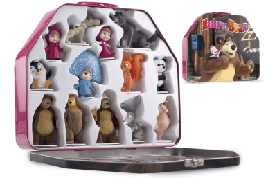 maletin 13 figuras en caja de masha y el oso oficial original