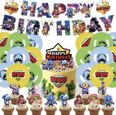 Kit Cumpleaños Diseño Brawls Stars Fiestas Decoración