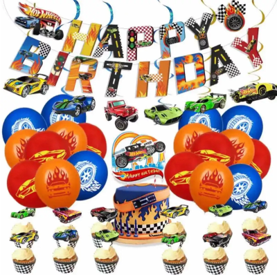 Kit Cumpleaños Decoración Hot Wheels Niños1