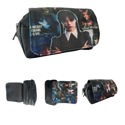 Estuche Escolar Diseño Merlina Jenna Ortega Addams Wedne