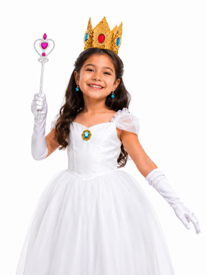 Guantes Corona Aros Cosplay Princess Peach + Varita Mágica
